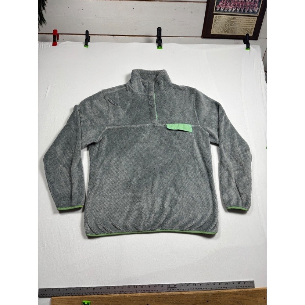 JACHS Cabin Men's Gray Sherpa Fleece Pullover Large Snap Pocket